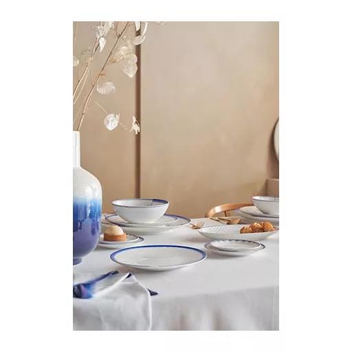 Tányér Pip&The Blue Bird batikolt fehér 23cm