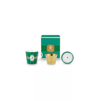 Tea for One Love Birds Medallion smaragd-zöld csíkos