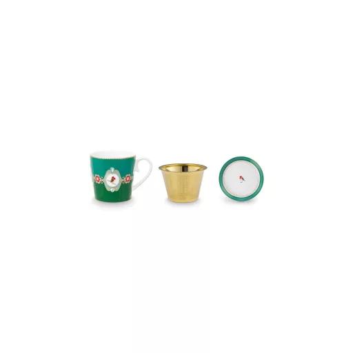 Tea for One Love Birds Medallion smaragd-zöld