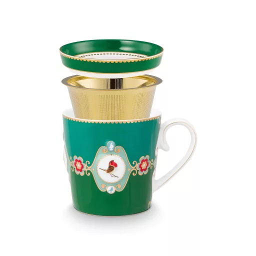 Tea for One Love Birds Medallion smaragd-zöld