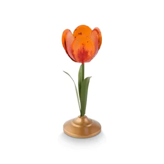 Gyertyatartó fém tulipán narancssárga 21cm