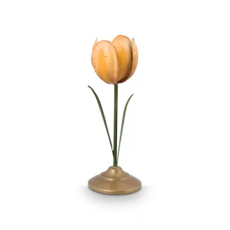Gyertyatartó fém tulipán sárga 21cm