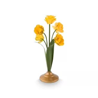 Gyertyatartó fém Virág sárga 27.5cm