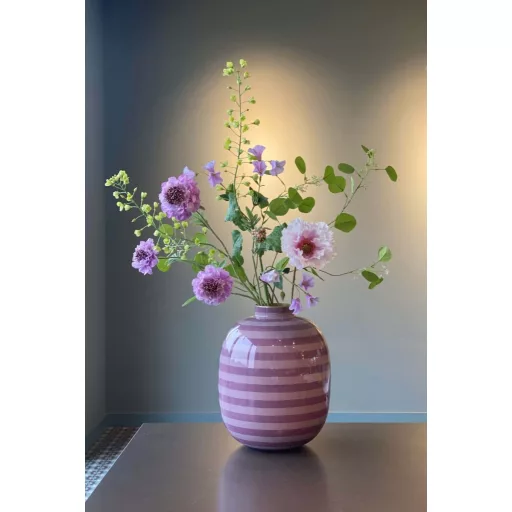Váza metal lila csíkos 32cm