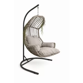   Akcay Egyszemélyes Rattan Kerti Hinta | Erkély Hinta - Szürke Rattan Hinta 