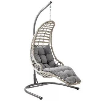   Bodrum Egyszemélyes Rattan Kerti Hinta | Erkély Hinta - Szürke Rattan Hinta 
