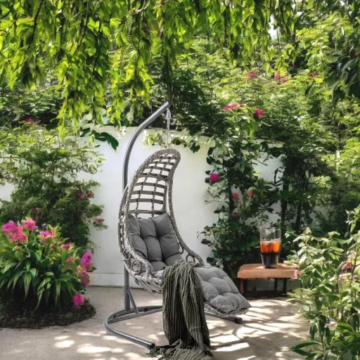 Bodrum Egyszemélyes Rattan Kerti Hinta | Erkély Hinta - Szürke Rattan Hinta 