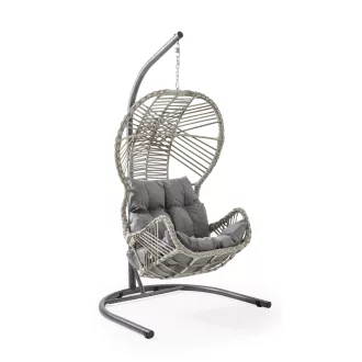   Erdek Egyszemélyes Rattan Kerti Hinta | Erkély Hinta - Szürke Rattan Hinta 