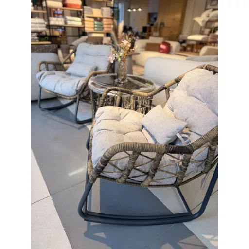 Lucas Rattan Kerti Erkély Ülőgarnitúra - 100 % Rattan - Hintás Fotel Szett