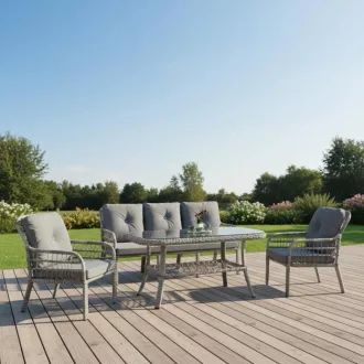   Rattan Profilvas Kerti bútor - Pisa 3-as Kerti bútor Szett - Rattan 