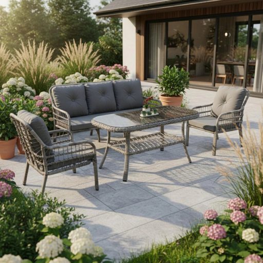 Rattan Profilvas Kerti bútor - Pisa 3-as Kerti bútor Szett - Rattan 