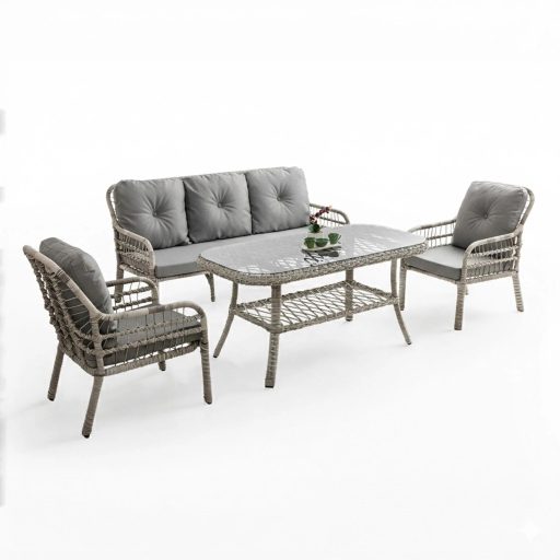 Rattan Profilvas Kerti bútor - Pisa 3-as Kerti bútor Szett - Rattan 