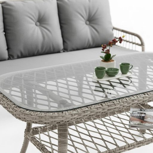 Rattan Profilvas Kerti bútor - Pisa 3-as Kerti bútor Szett - Rattan 