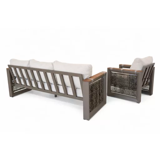 Zona Rattan Kerti Ülőgarnitúra Szett - 3 + 1 + 1 és Asztal Szett - 100 % Rattan