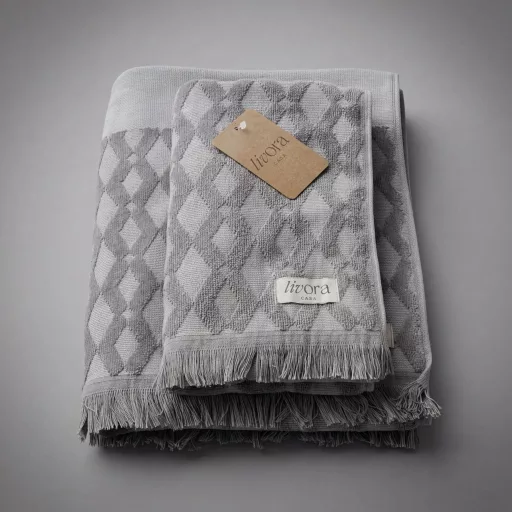 Livora Grey Weave törölköző 50x100 cm - 450g/m2