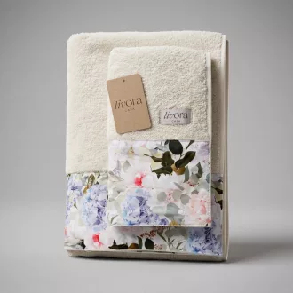 Livora Creme Blossom törölköző 50x100 cm - 450g/m2