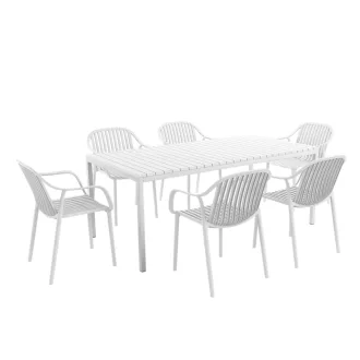   Livora Alme 7 részes kerti étkező garnitúra - Olasz Design - Fehér