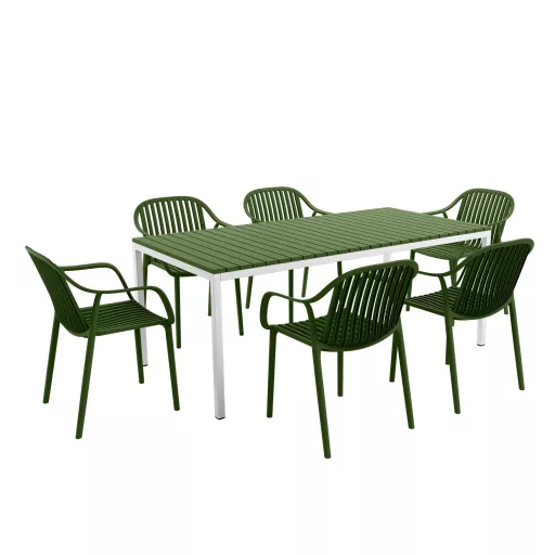 Livora Alme 7 részes kerti étkező garnitúra - Olasz Design - Fehér