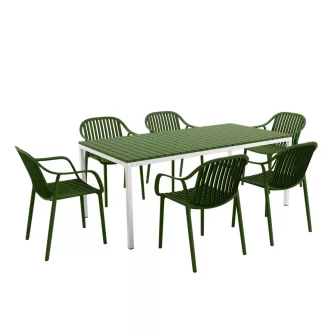   Livora Alme 7 részes kerti étkező garnitúra - Olasz Design - Zöld