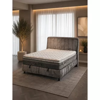   Livora Elite Ágyneműtartós Ágykeret és 7 Zónás Táskarugós Matrac Szett - 200x200x31 cm - Comfort Párnás Táskarugós Matrac