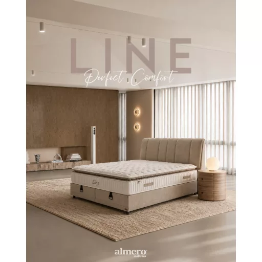 Livora Line Ágyneműtartós Ágykeret és 7 Zónás Táskarugós Matrac Szett - 160x200x34 cm - Comfort Párnás Táskarugós Matrac