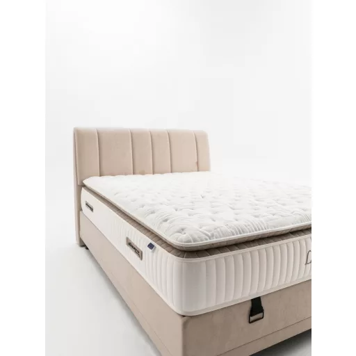 Livora Line Ágyneműtartós Ágykeret és 7 Zónás Táskarugós Matrac Szett - 180x200x34 cm - Comfort Párnás Táskarugós Matrac