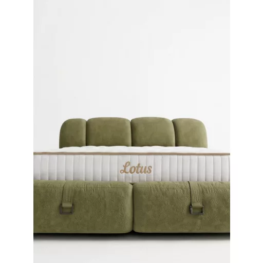 Livora LOTUS Ágyneműtartós Ágykeret és 7 Zónás Táskarugós Matrac Szett - 160x200x30 cm - 7 zónás Ortopéd Táskarugós Matrac
