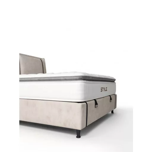 Livora Style Ágyneműtartós Ágykeret és 7 Zónás Táskarugós Matrac Szett - 140x200x33 cm - Comfort Párnás H4 Táskarugós Matrac