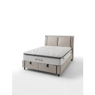   Livora Style Ágyneműtartós Ágykeret és 7 Zónás Táskarugós Matrac Szett - 160x200x33 cm - Comfort Párnás H4 Táskarugós Matrac