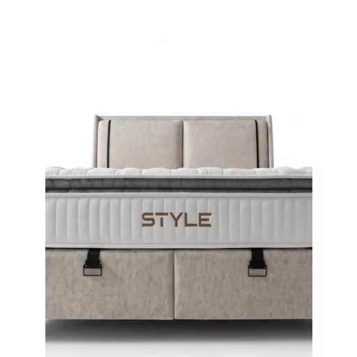 Livora Style Ágyneműtartós Ágykeret és 7 Zónás Táskarugós Matrac Szett - 180x200x33 cm - Comfort Párnás H4 Táskarugós Matrac